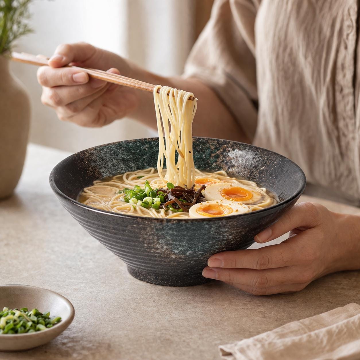 Ceramic Ramen Bowl - Japandi Style Noodle Bowl for an Aesthetic and Calm Kitchen