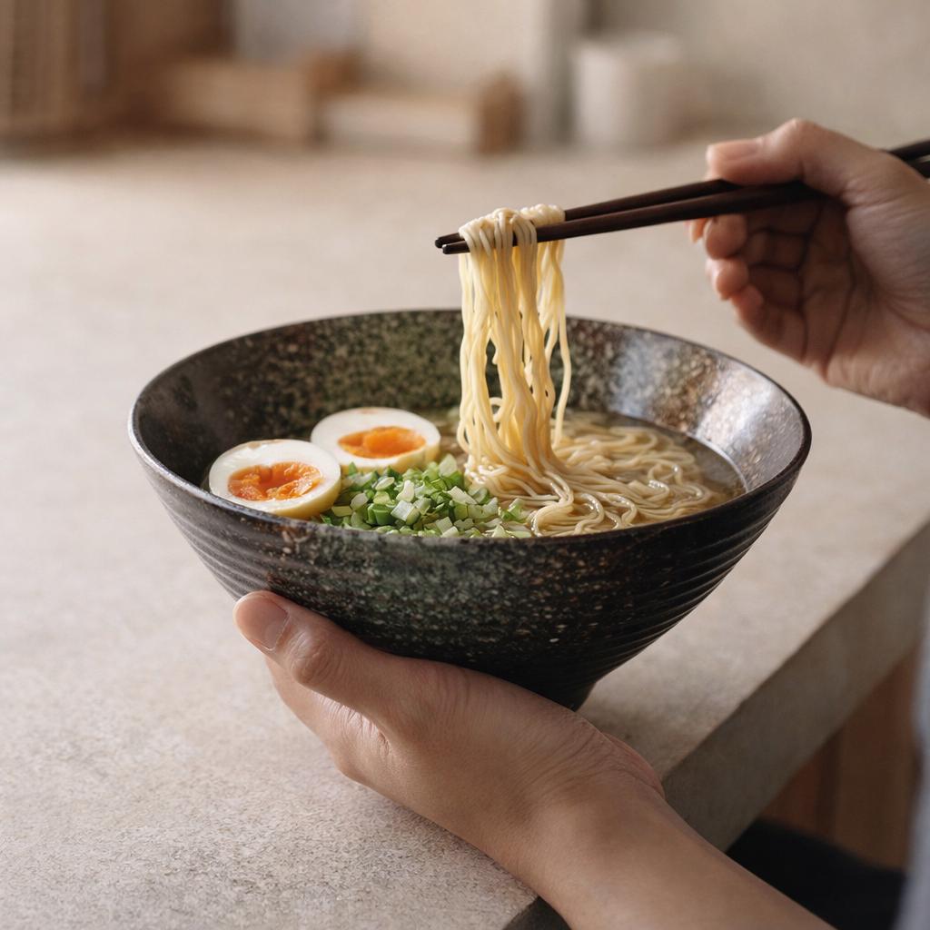 Bol à ramen noir et vert moucheté