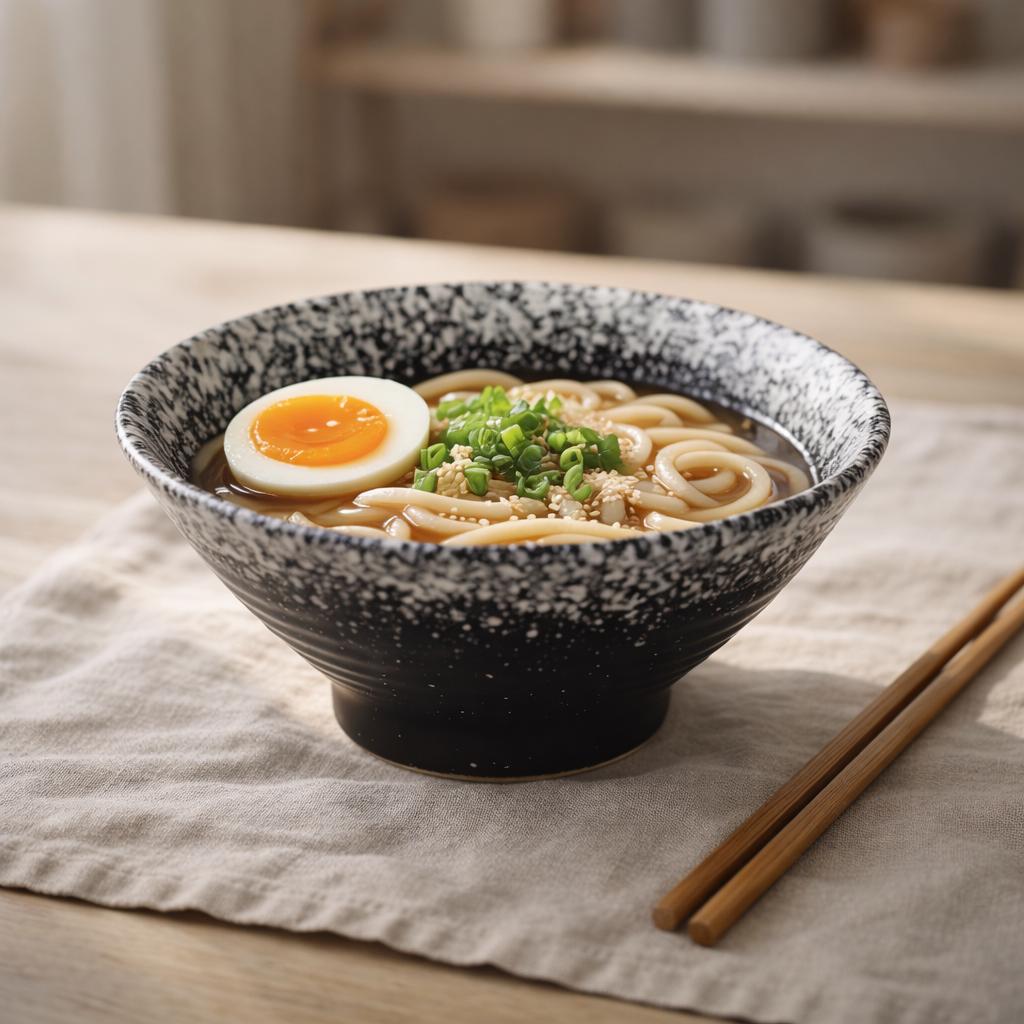 Ramen Bowl – Black and White Speckled
