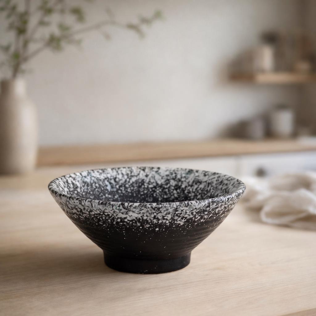 1,000 ml ceramic ramen bowl with textured glaze, 19.5 cm wide