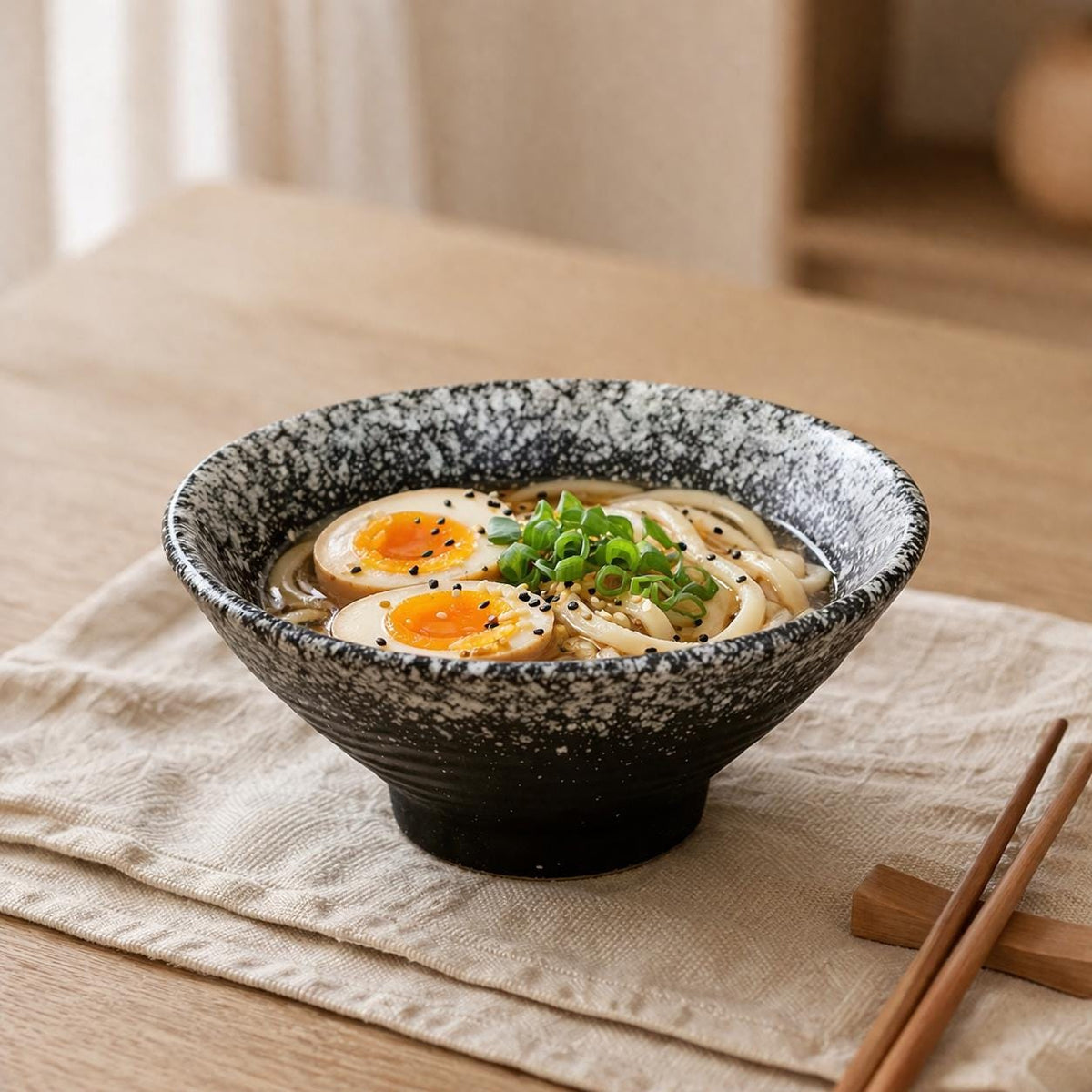Ramen Bowl – Black and White Speckled