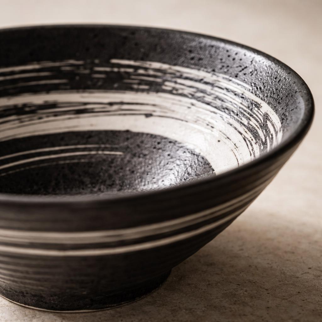 Bol à ramen rayé noir et blanc