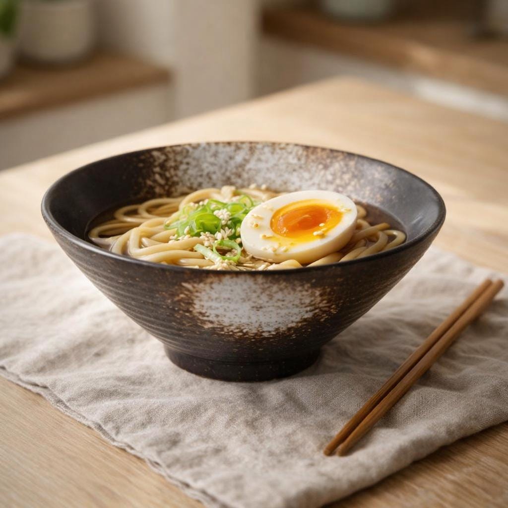 Bol à ramen noir et crème
