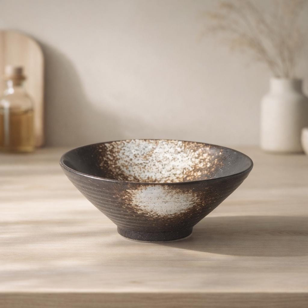 1,000 ml ceramic ramen bowl with textured glaze, 20 cm wide, 8 cm high