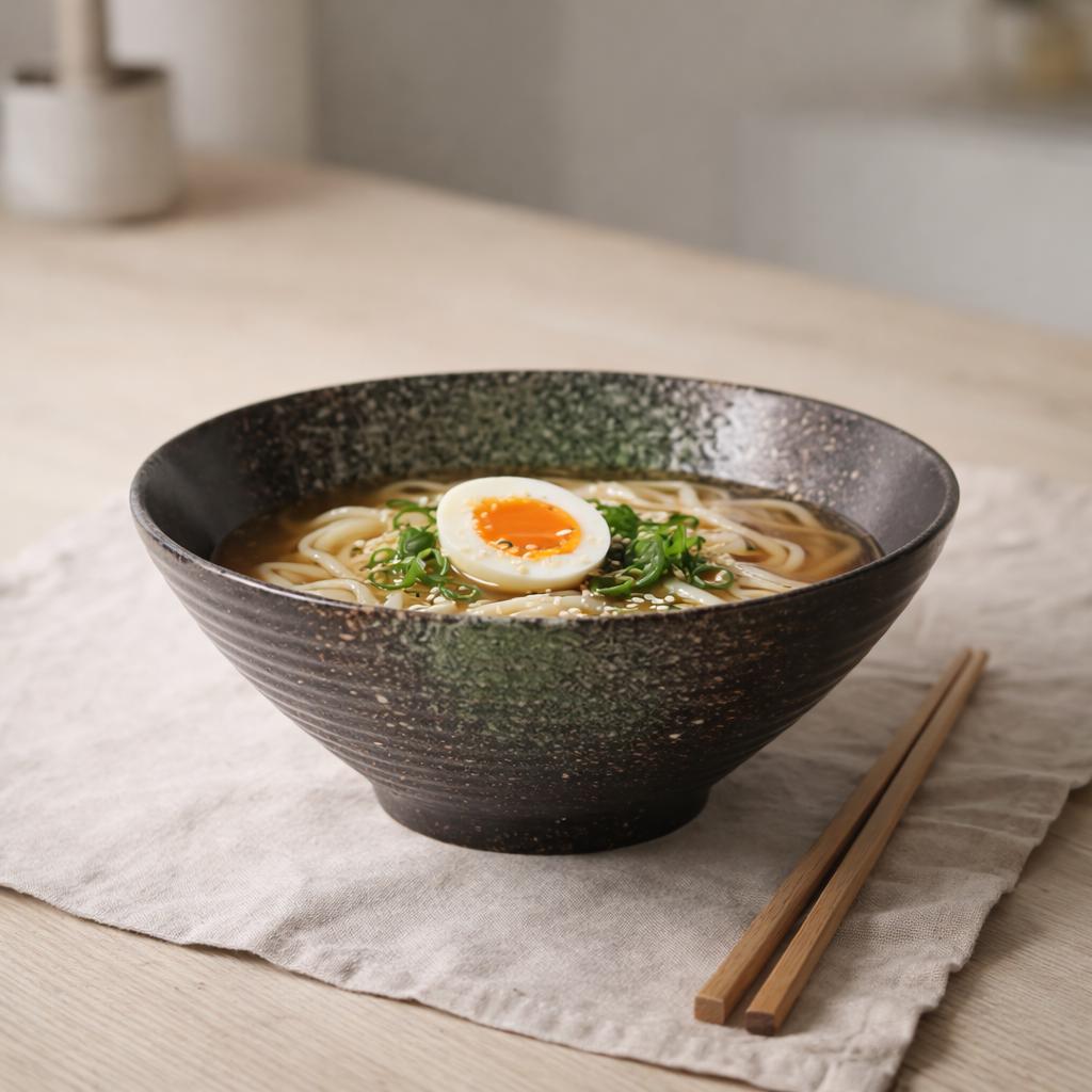 Bol à ramen noir et vert moucheté