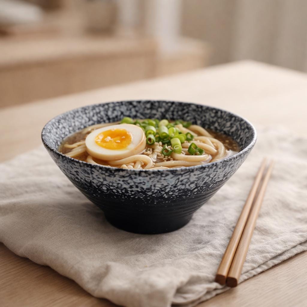 Minimalist Japanese Bowl - Ceramic Ramen and Soup Bowl for Modern Kitchen Decor