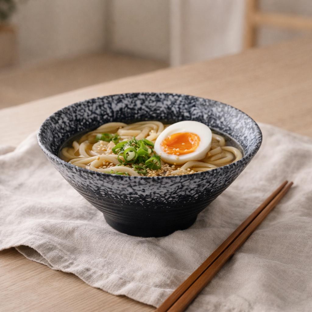 Minimalist Japanese Bowl - Ceramic Ramen and Soup Bowl for Modern Kitchen Decor