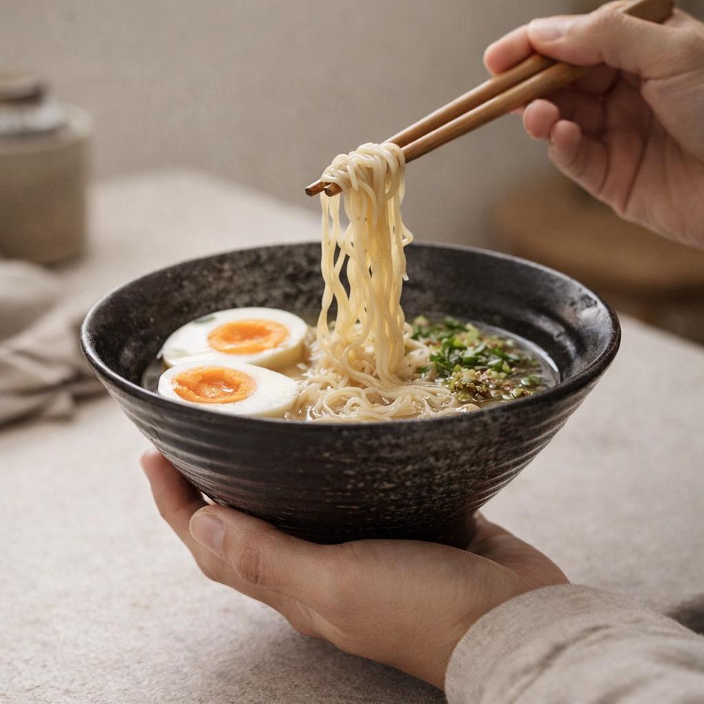 Ceramic Ramen Bowl - Minimalist Noodle Bowl for Aesthetic Kitchen Dining
