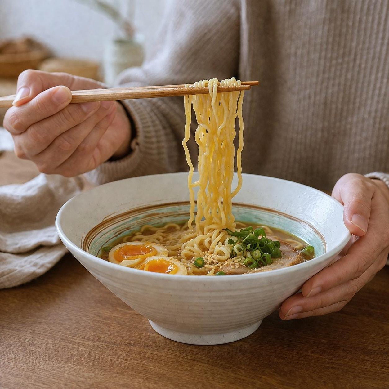 Ceramic Ramen Bowl - Aesthetic Japandi Bowl for a Modern Kitchen