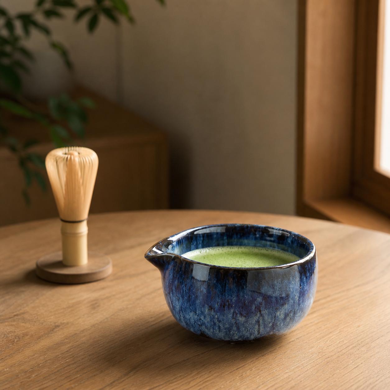 Ceramic Matcha Bowl Set - Japanese Tea Set with Whisk, Minimalist Tea Ritual