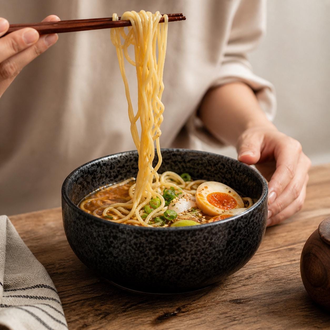 Ceramic Ramen Bowl - Minimalist Bowl for a Soft and Neutral Kitchen Aesthetic