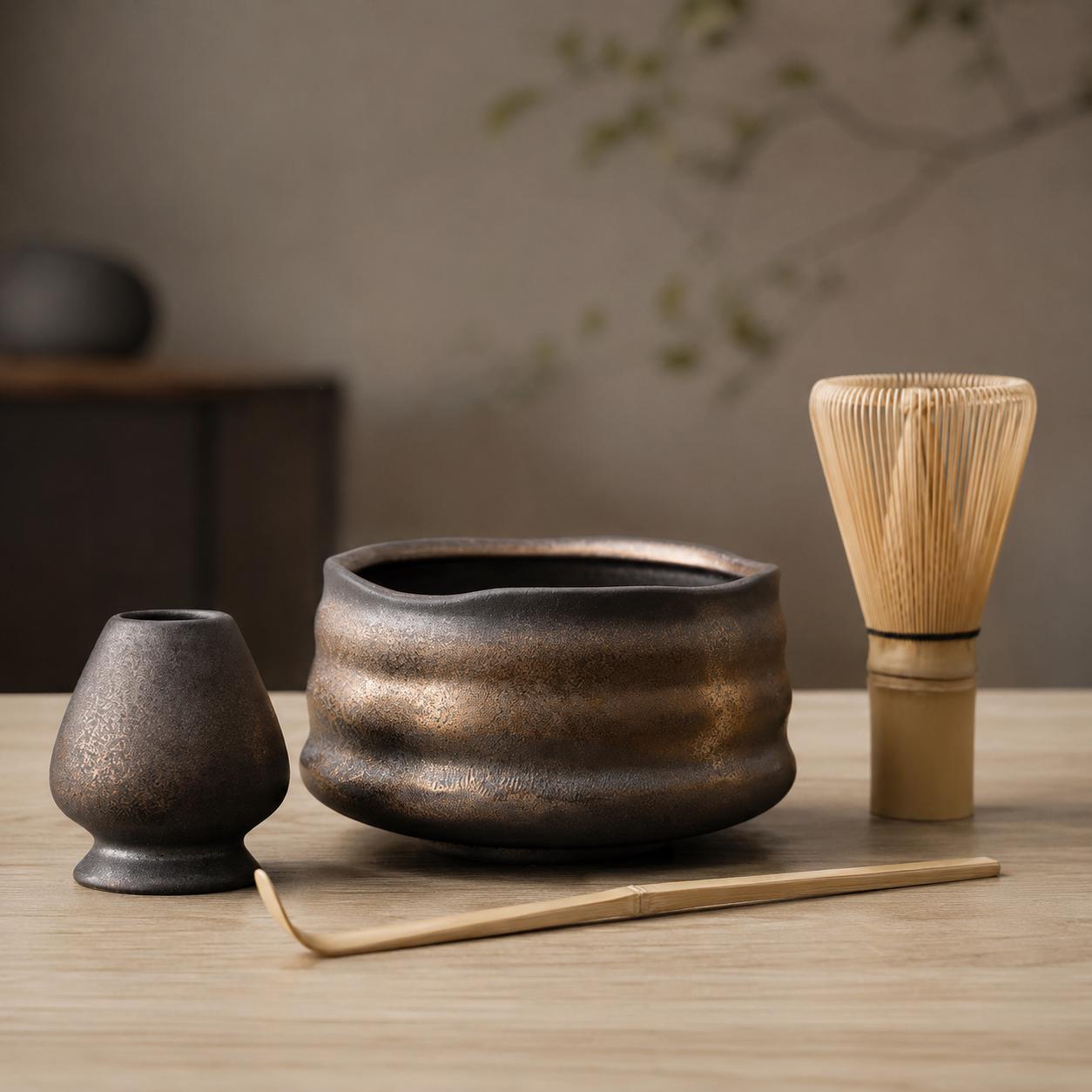 Ensemble de bols à matcha en céramique - Kit de thé matcha japonais pour des rituels paisibles à la maison