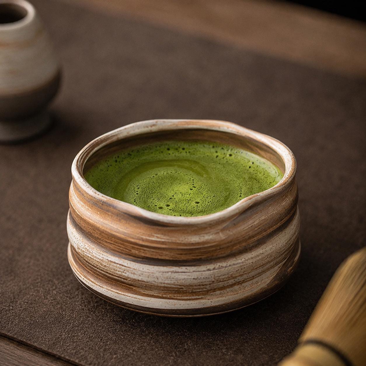 Ceramic Matcha Bowl Set - Japandi Tea Set for Minimalist Aesthetic Kitchen