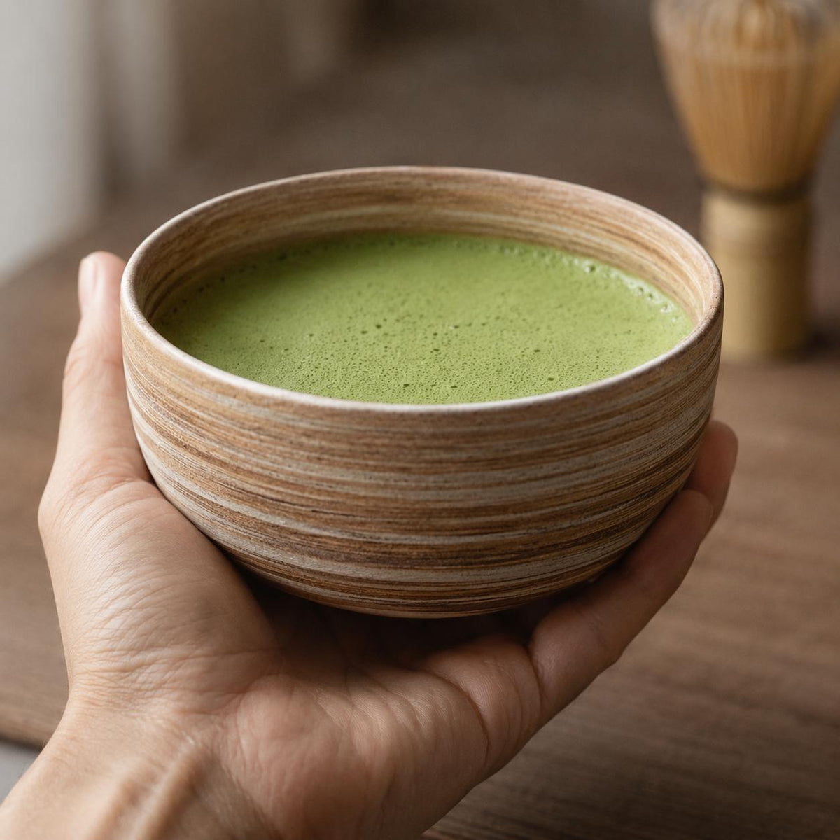 Set à matcha beige strié