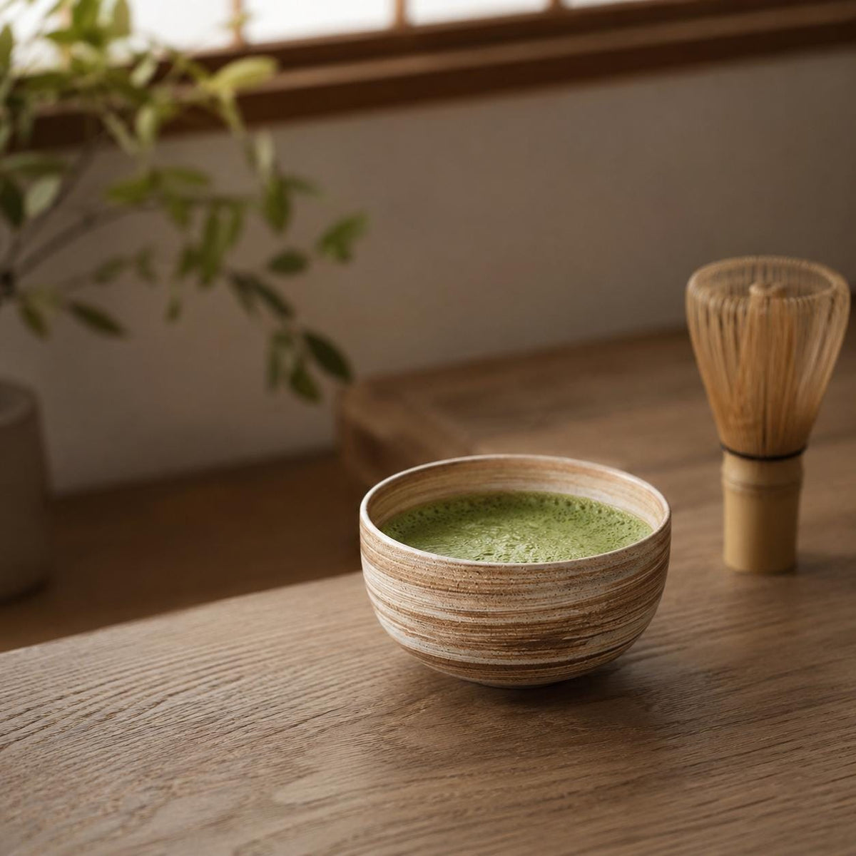 Set à matcha beige strié