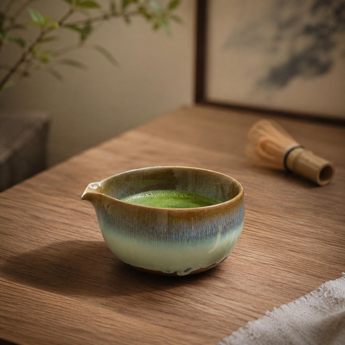 Set à matcha bleu et crème