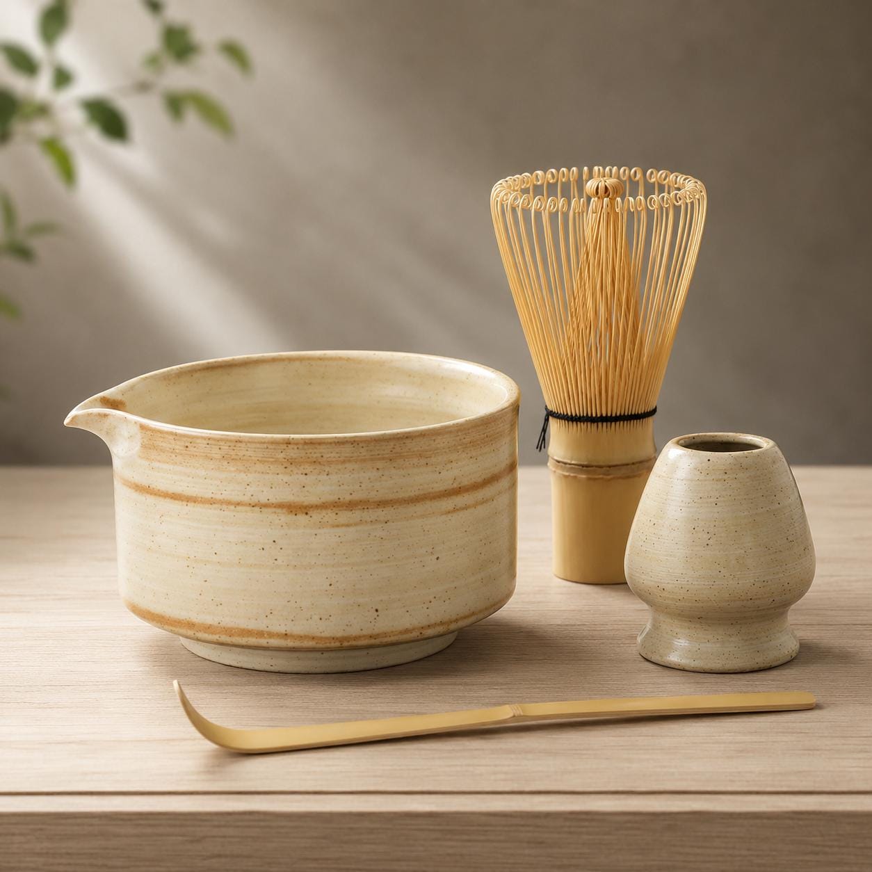 Ceramic Matcha Bowl Set - Artisanal Tea Service for Everyday Enjoyment