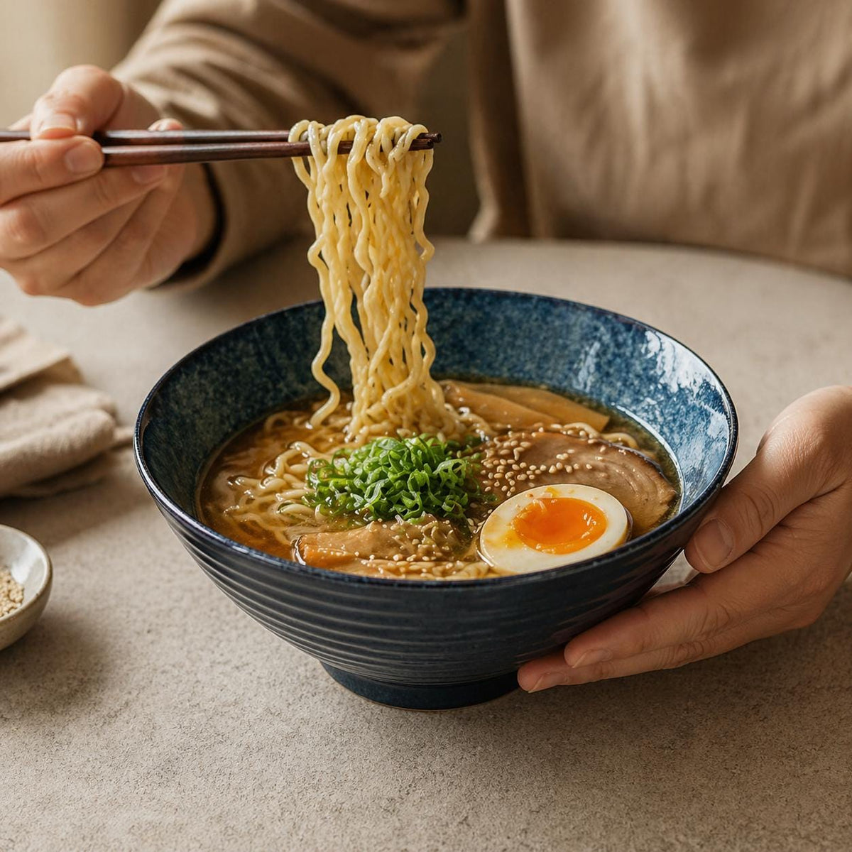 Ramen Bowl – Turquoise Blue with Speckles