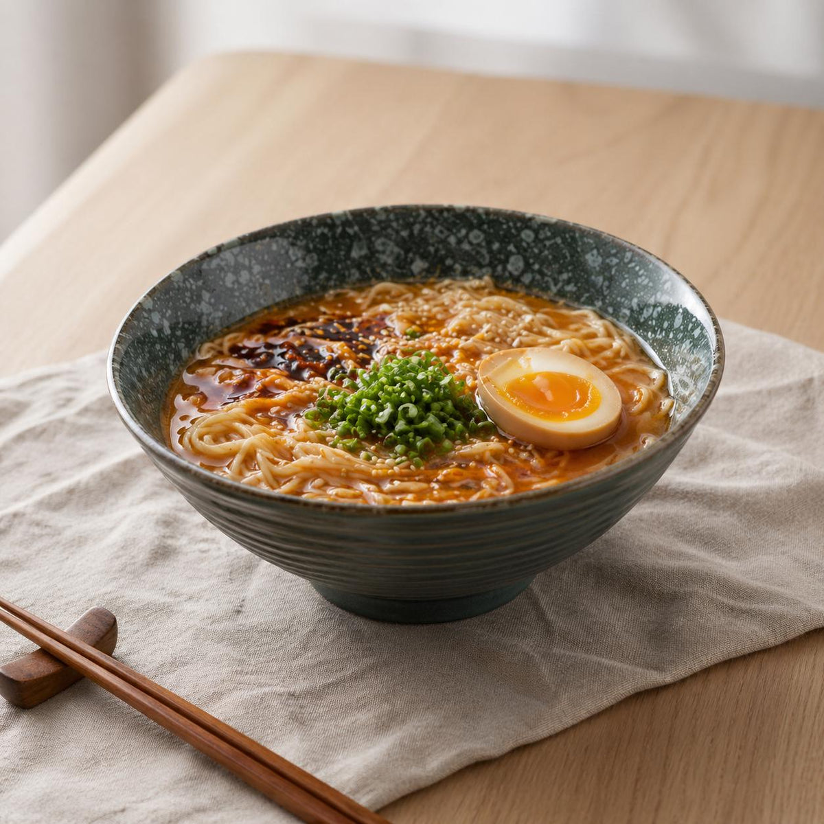 Bol à ramen vert strié