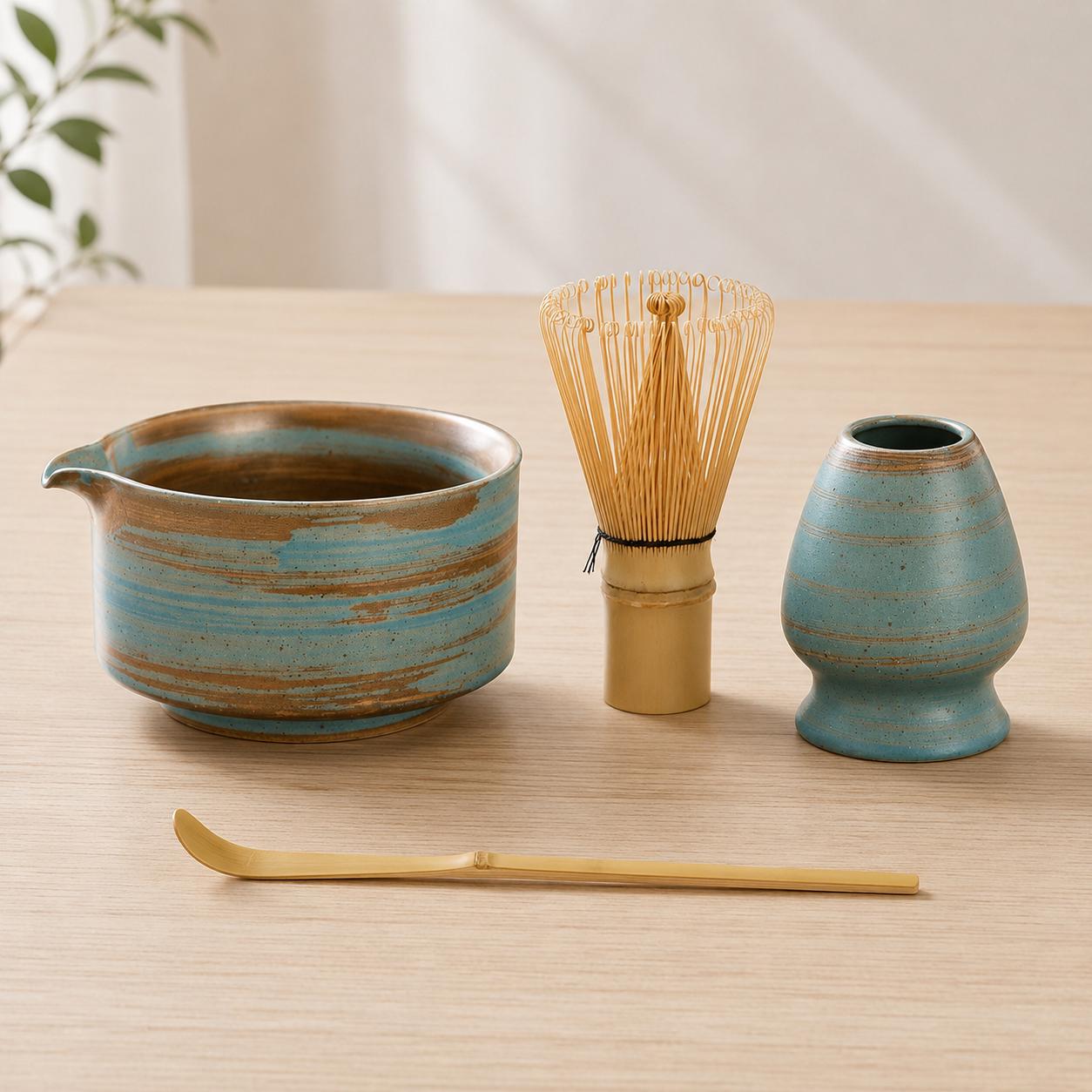 Ensemble de bols à matcha en céramique - Service à thé japonais esthétique pour une préparation en pleine conscience