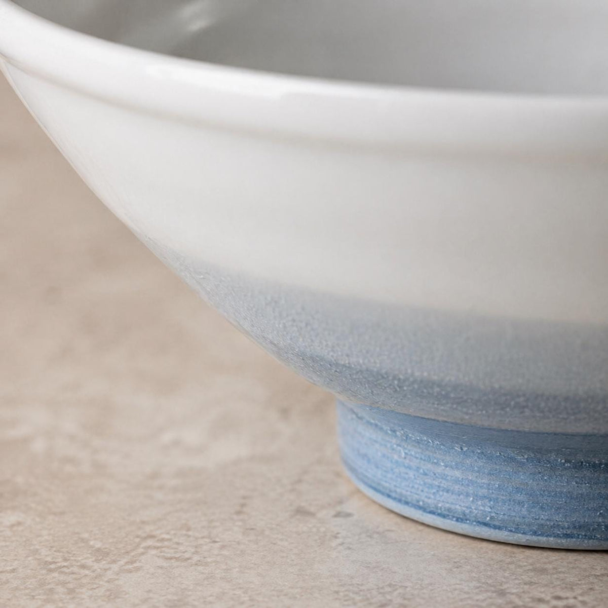 Ramen Bowl – White with Blue Stripes