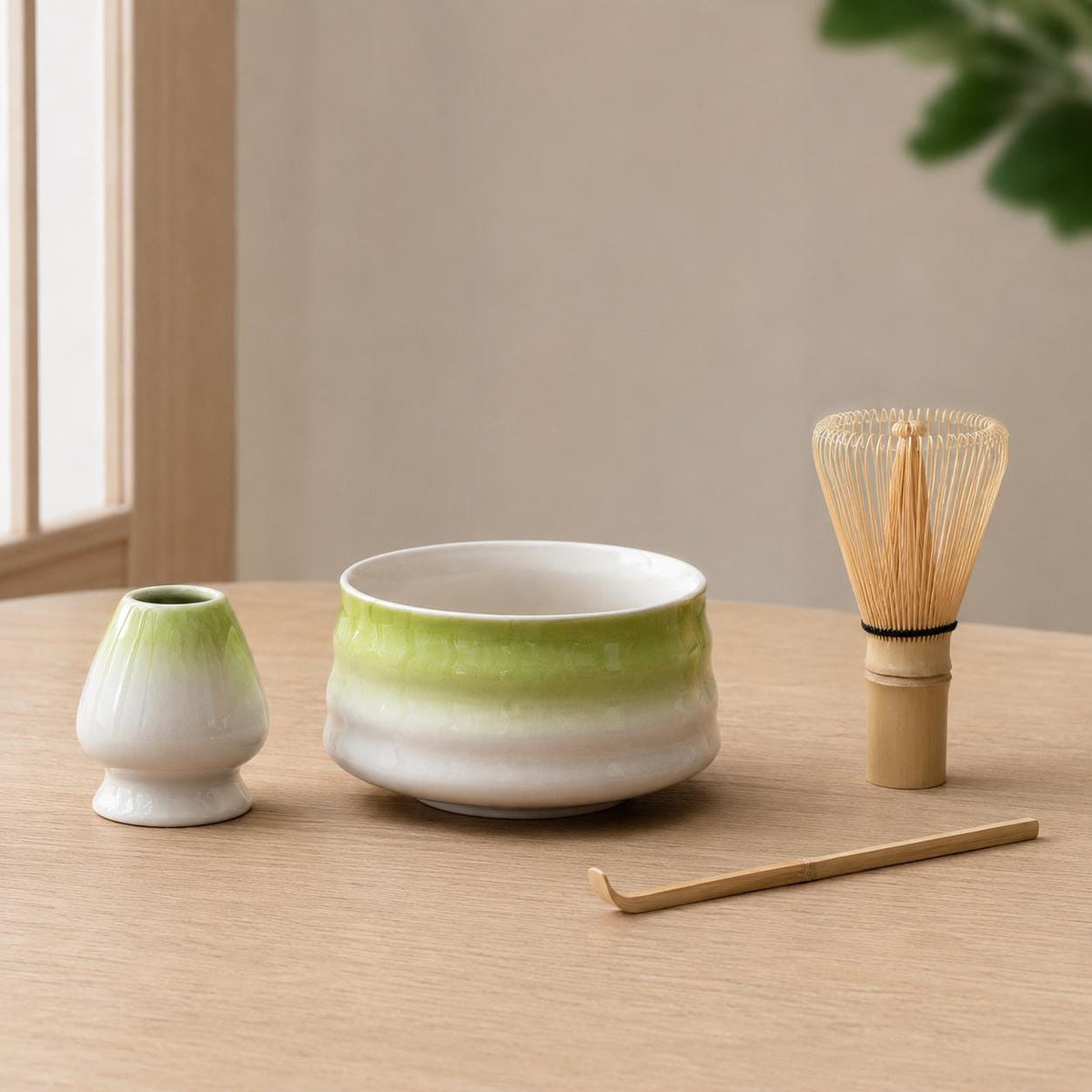 Set à matcha vert rayé