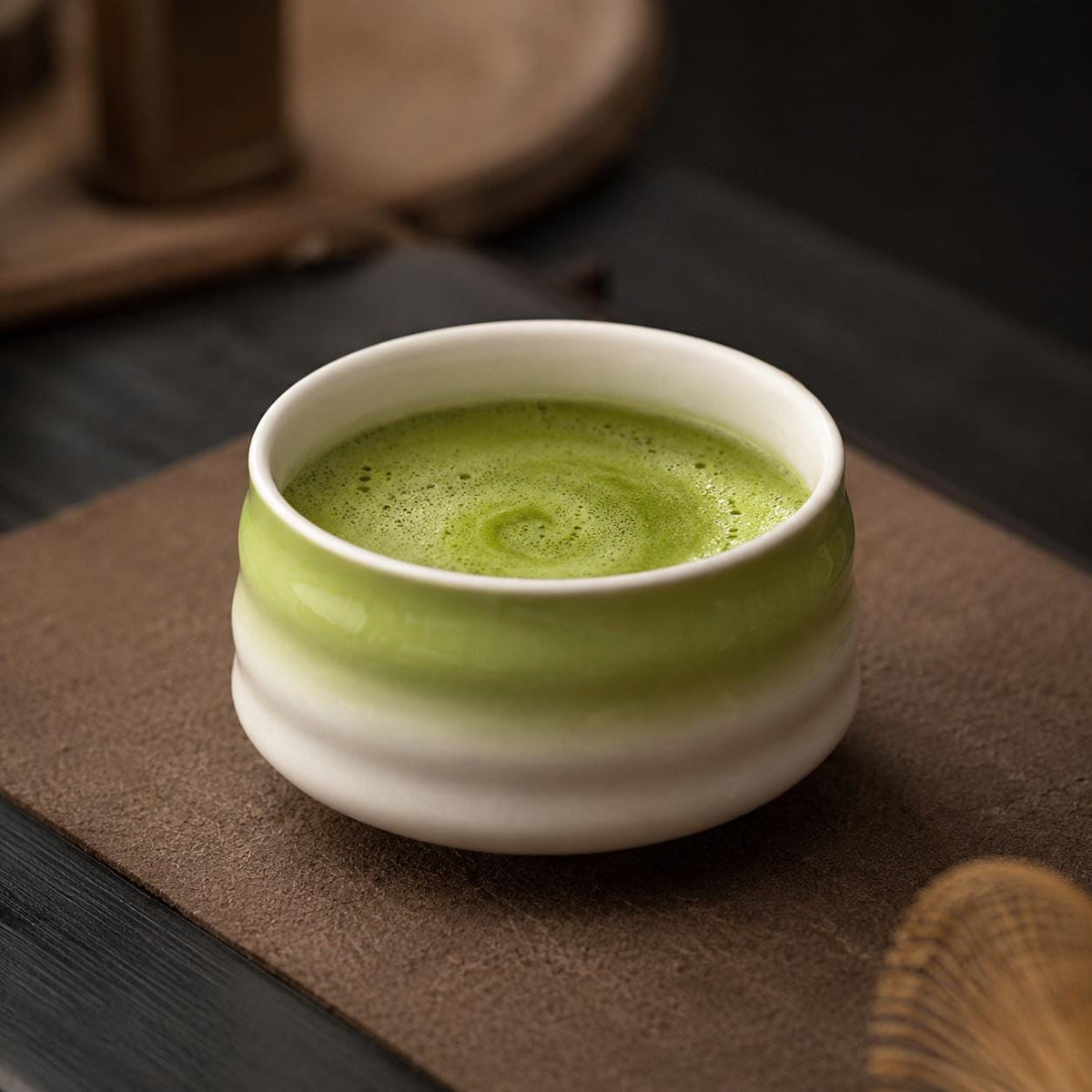 Set à matcha vert rayé