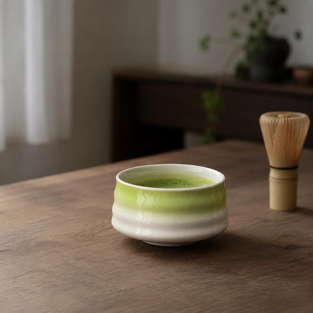 Set à matcha vert rayé
