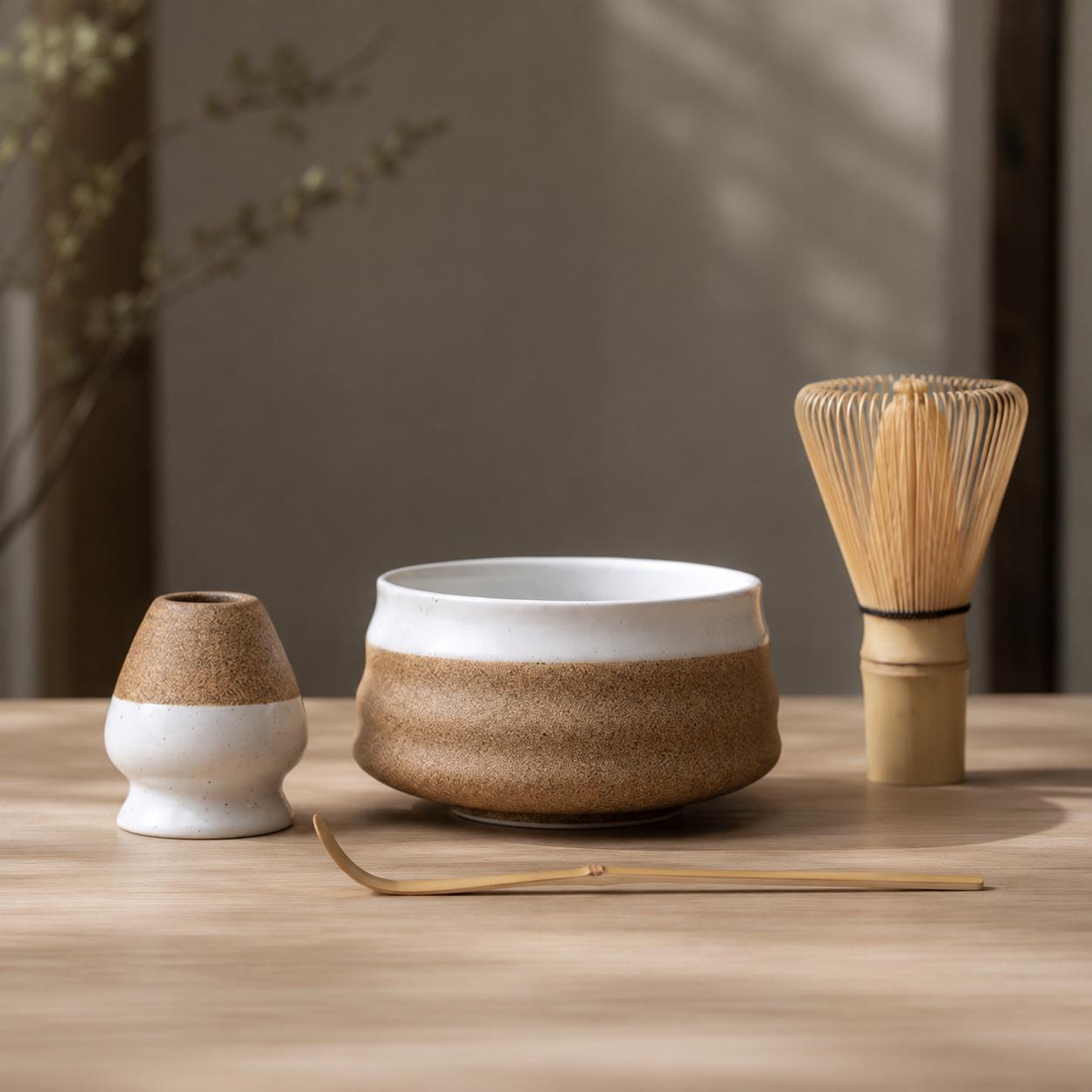 Ensemble de bols à matcha en céramique - Service à thé contemporain pour les cuisines Japandi