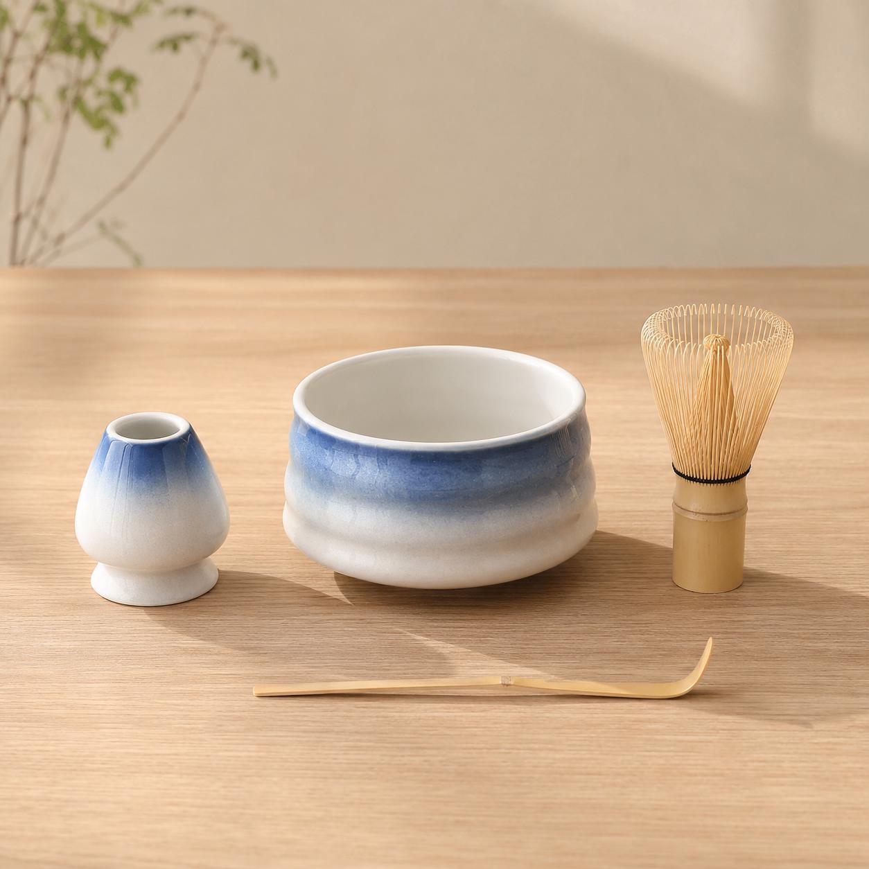 Ensemble de bols à matcha en céramique - Ensemble de cérémonie du thé minimaliste pour les rituels du matcha de tous les jours