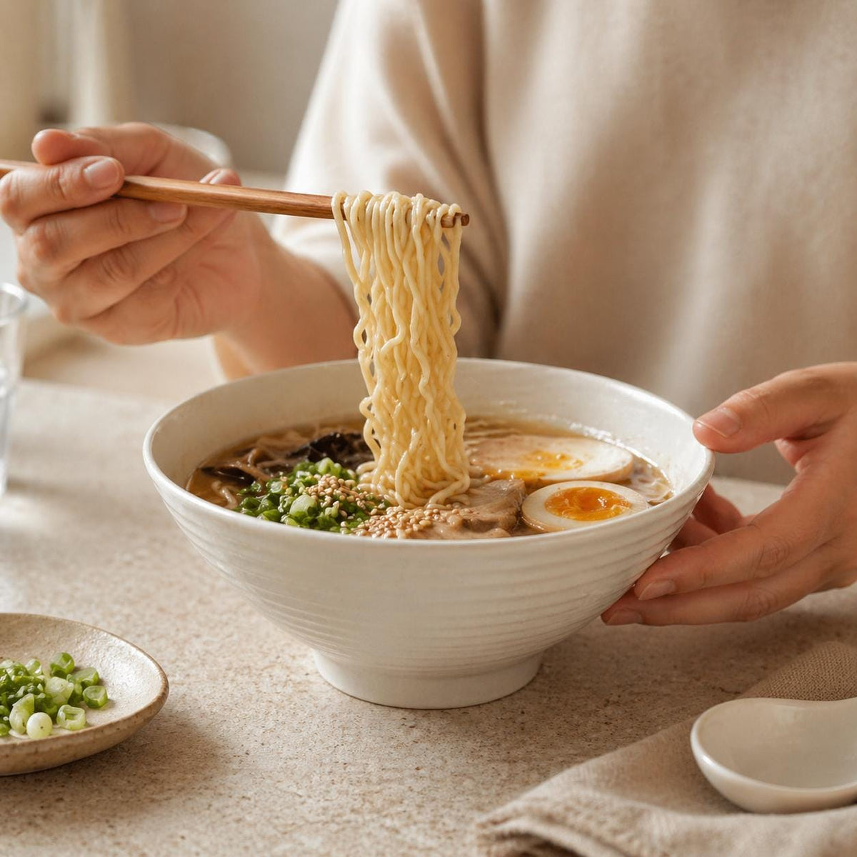 Ramen Bowl – White Ribbed