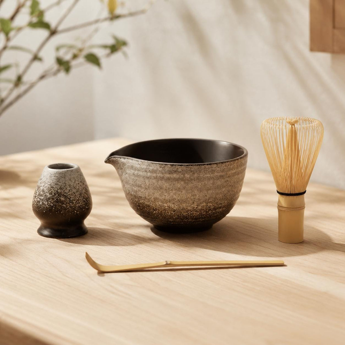 Set à matcha brun texturé