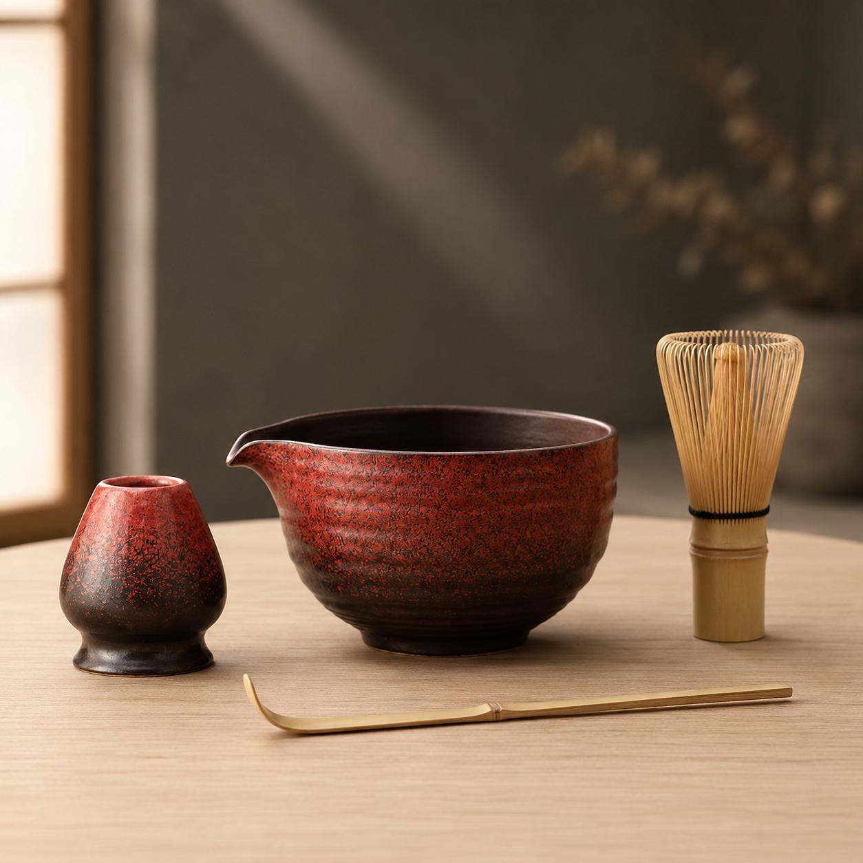 Ensemble de bols à matcha en céramique - Kit de thé en grès naturel pour des moments de matcha en pleine conscience