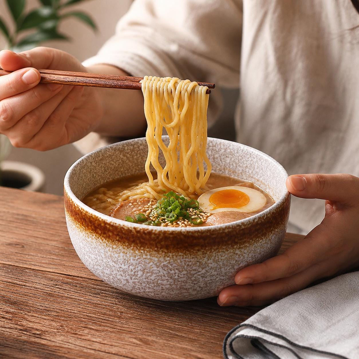 Ceramic Ramen Bowl - Elegant Japanese Bowl for Aesthetic Table Settings