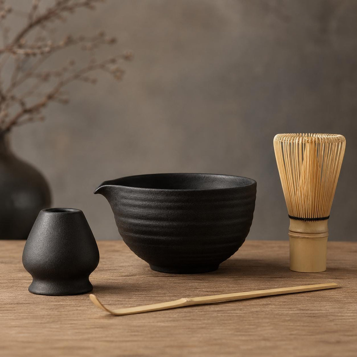 Ensemble à matcha en céramique de 600 ml, diamètre 12,7 cm avec fouet en bambou