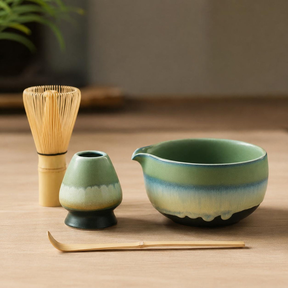 Ensemble à matcha en céramique de 600 ml, diamètre 12,7 cm avec fouet en bambou