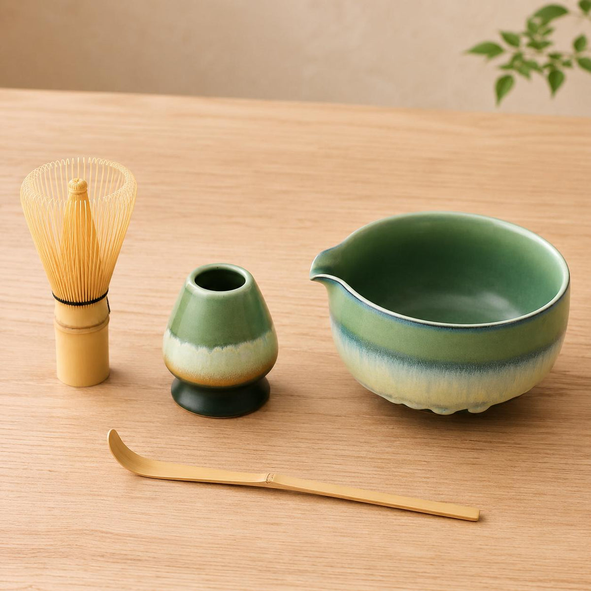 Set à matcha vert et beige