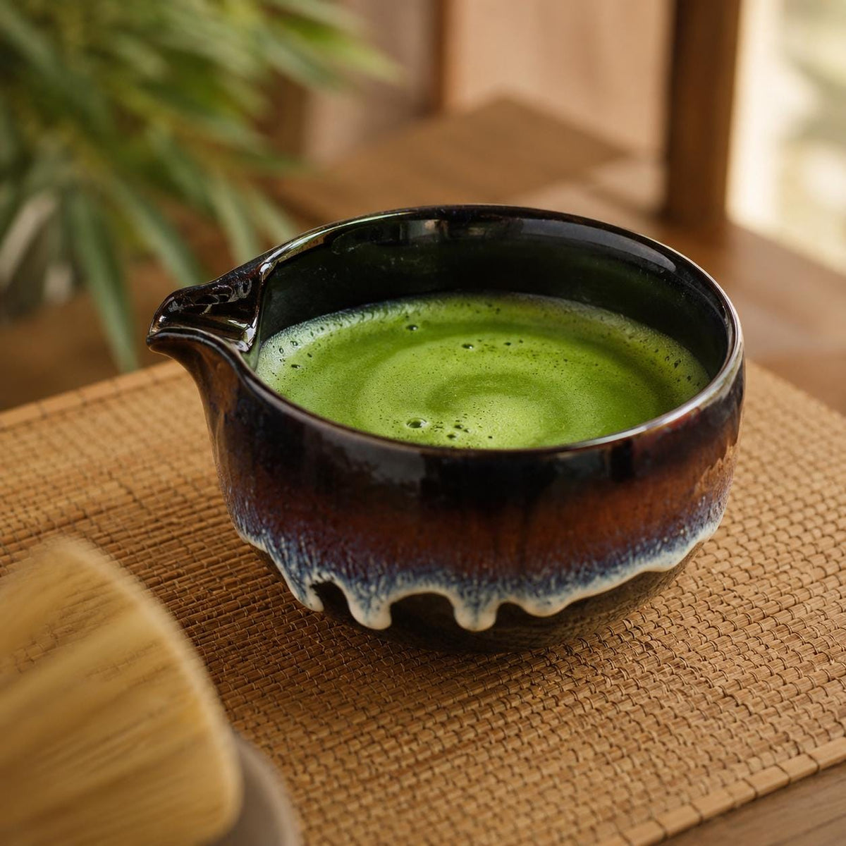 Set à matcha glaçure bleue et brune