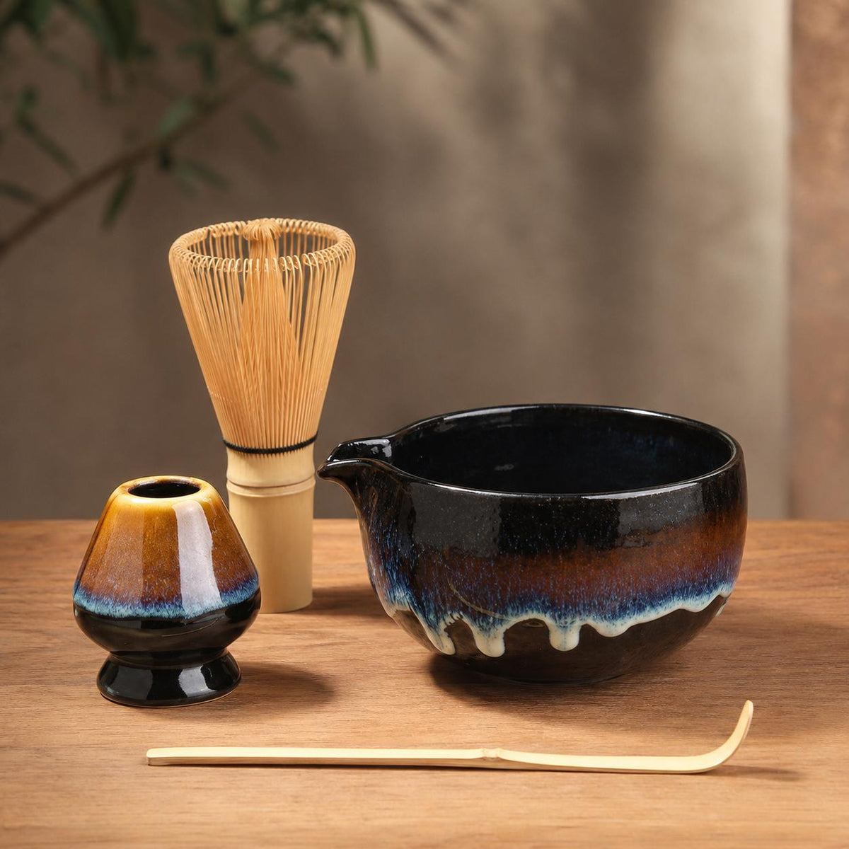 Ensemble à matcha en céramique de 600 ml, diamètre 12,7 cm avec fouet en bambou