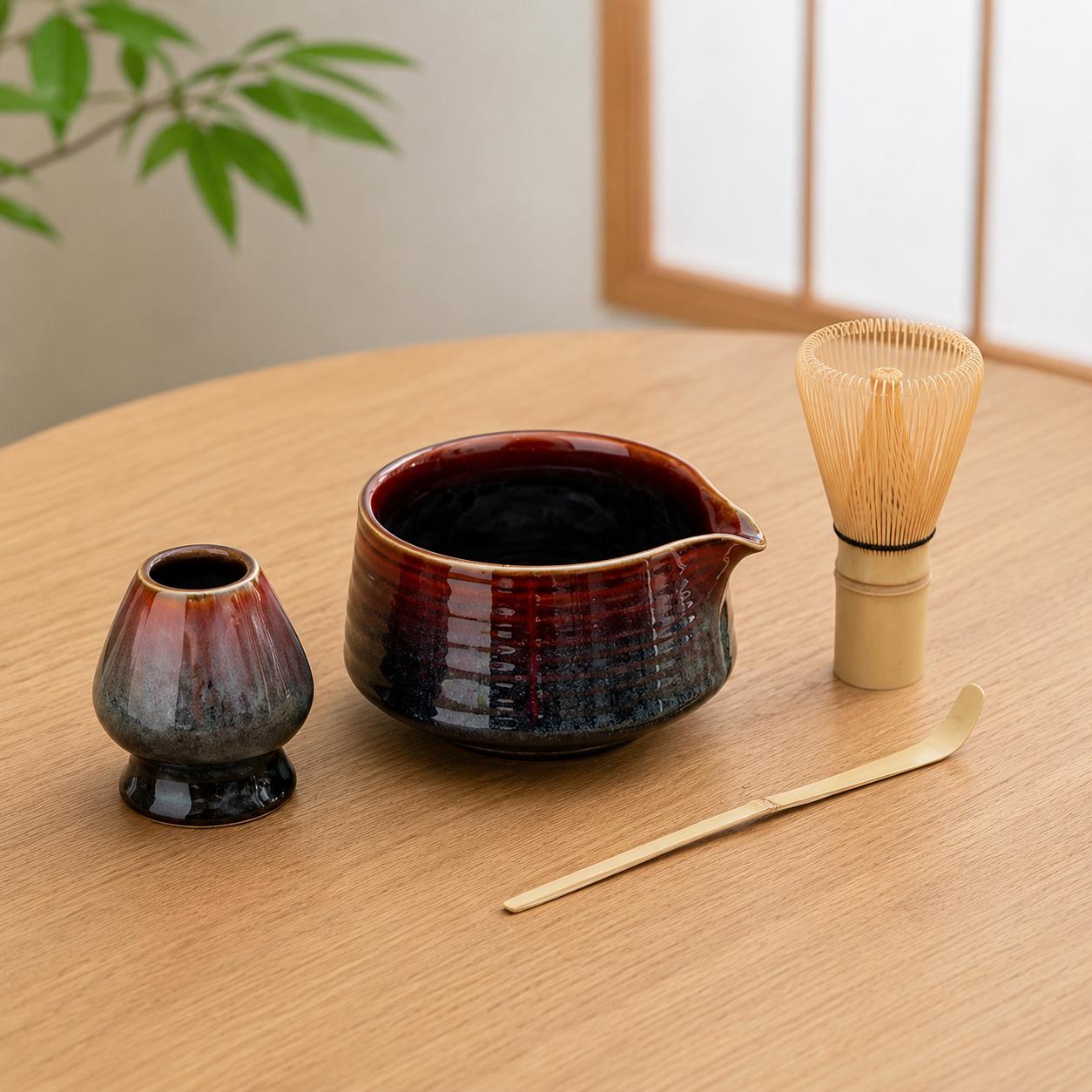 Ensemble de bols à matcha en céramique - Kit de thé inspiré de Japandi pour une vie intentionnelle