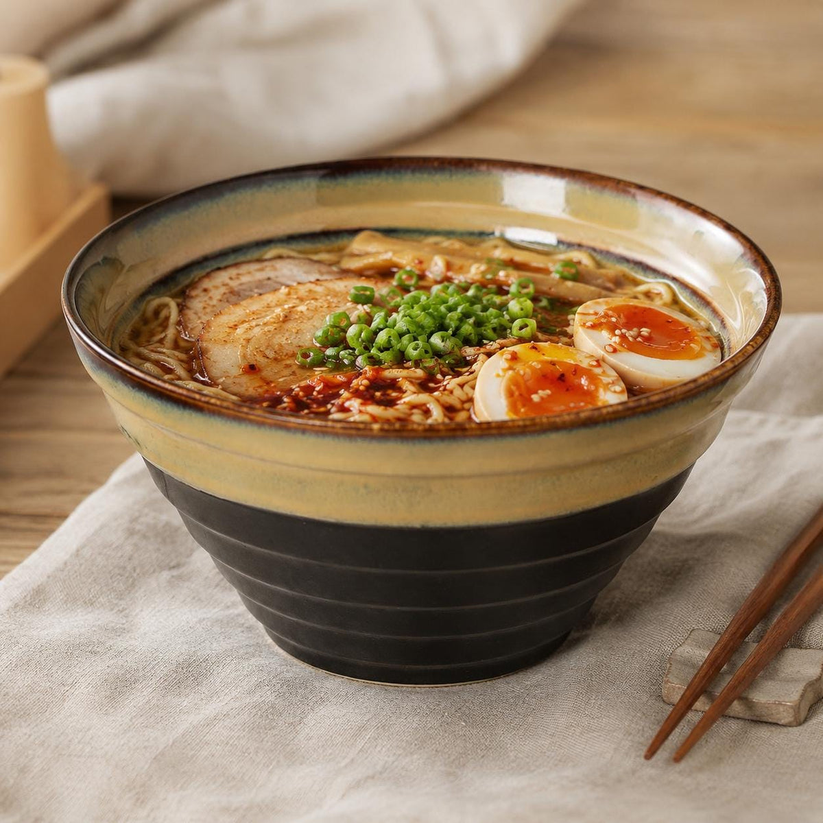 Ramen Bowl – Olive Green Striped