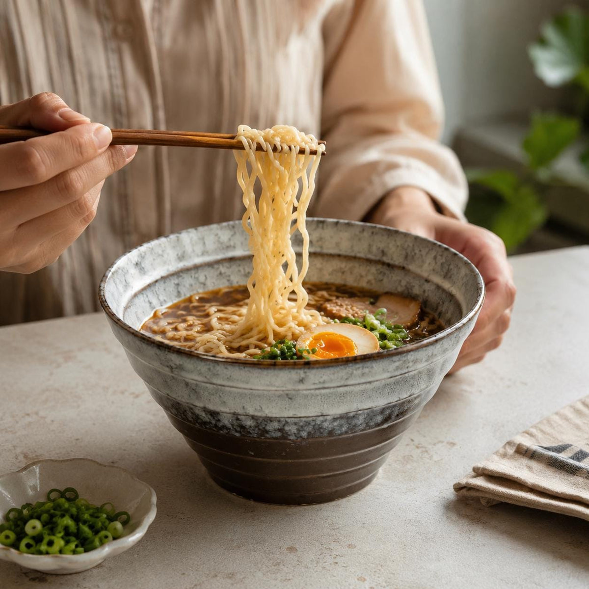 Ramen Bowl – Gray Striped