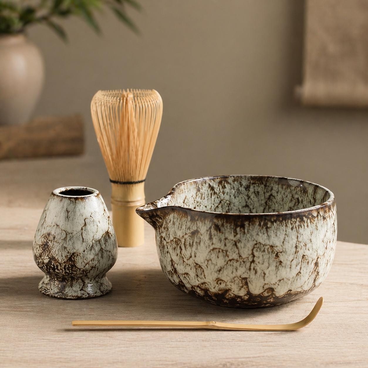 Ensemble de bols à matcha en céramique - Ensemble de cérémonie du thé japonais pour un rituel quotidien calme