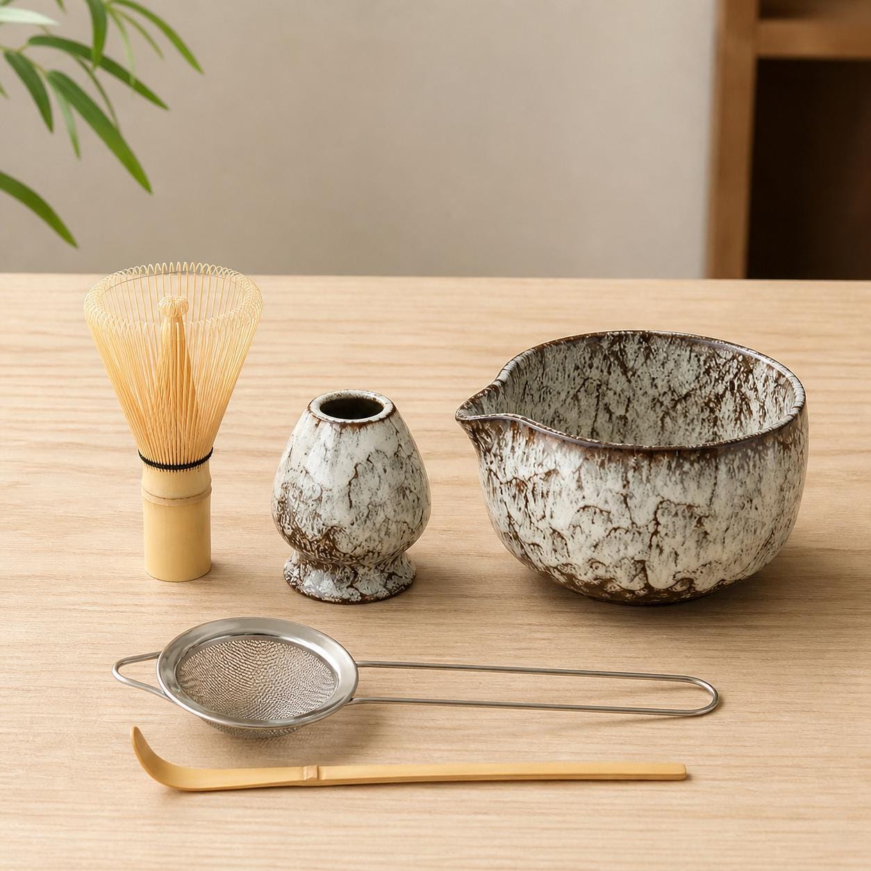 Ensemble de bols à matcha en céramique - Ensemble de cérémonie du thé japonais pour un rituel quotidien calme