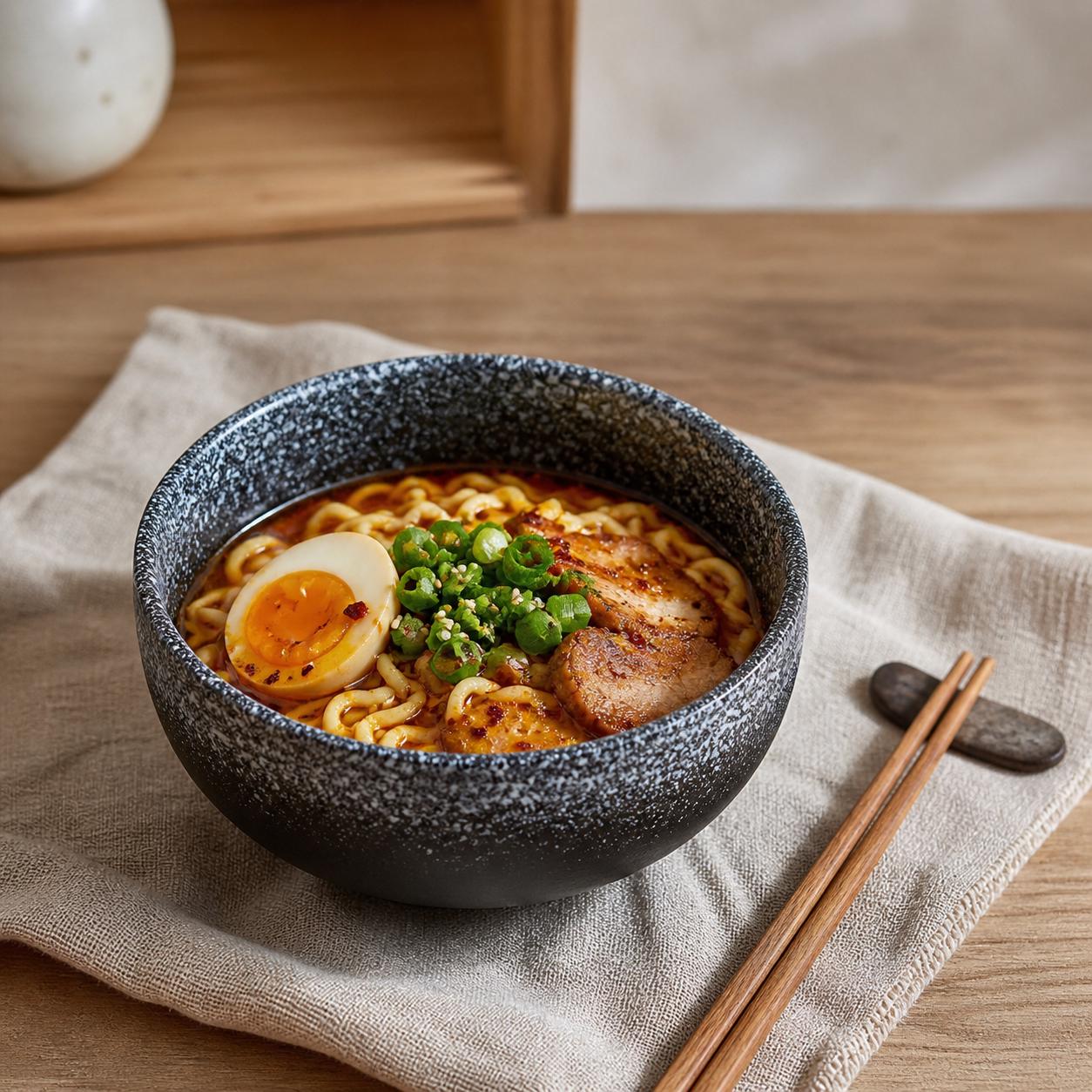 Bol ramen en céramique - Bol à nouilles texturé pour cuisine moderne à manger