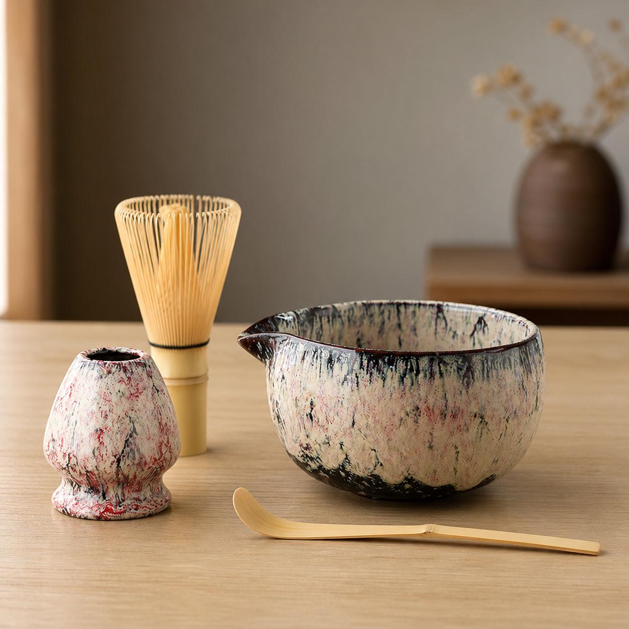 Ensemble de bols à matcha en céramique - Ensemble à matcha fait main pour les moments de thé de tous les jours