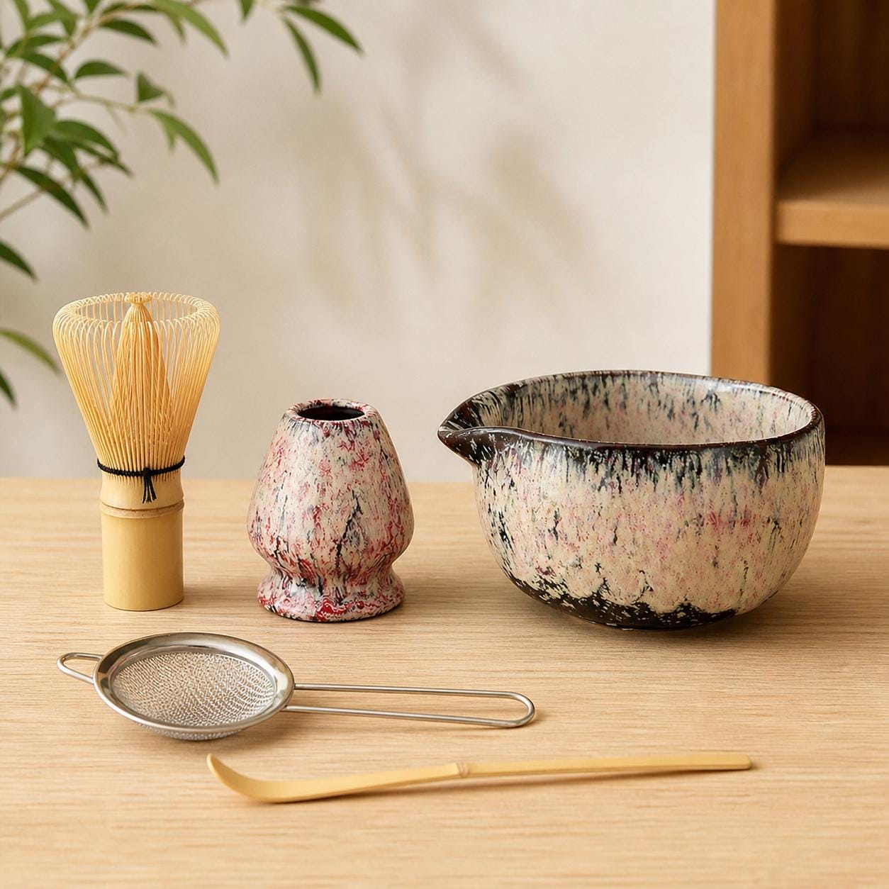 Ensemble de bols à matcha en céramique - Ensemble à matcha fait main pour les moments de thé de tous les jours