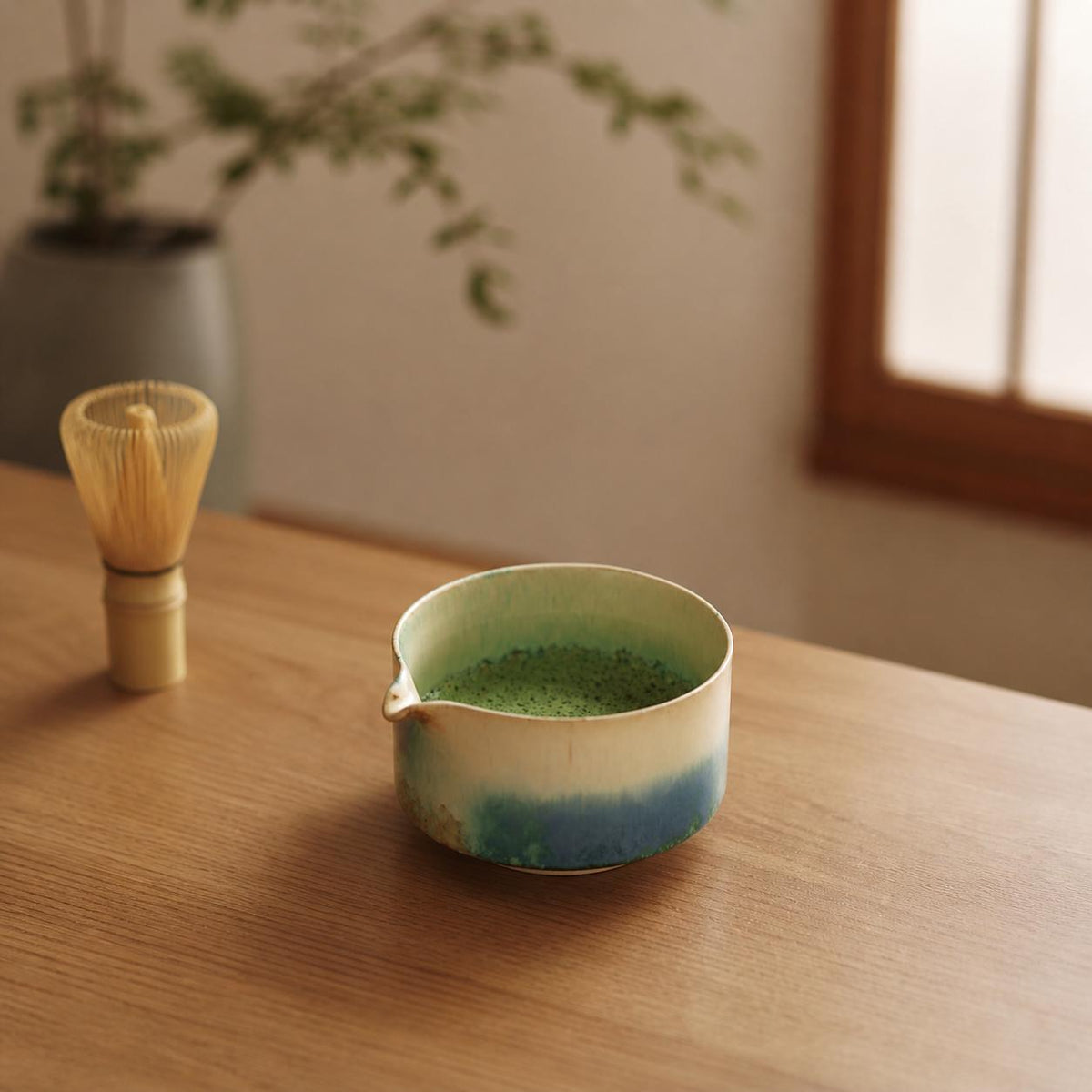 Set à matcha vert et crème