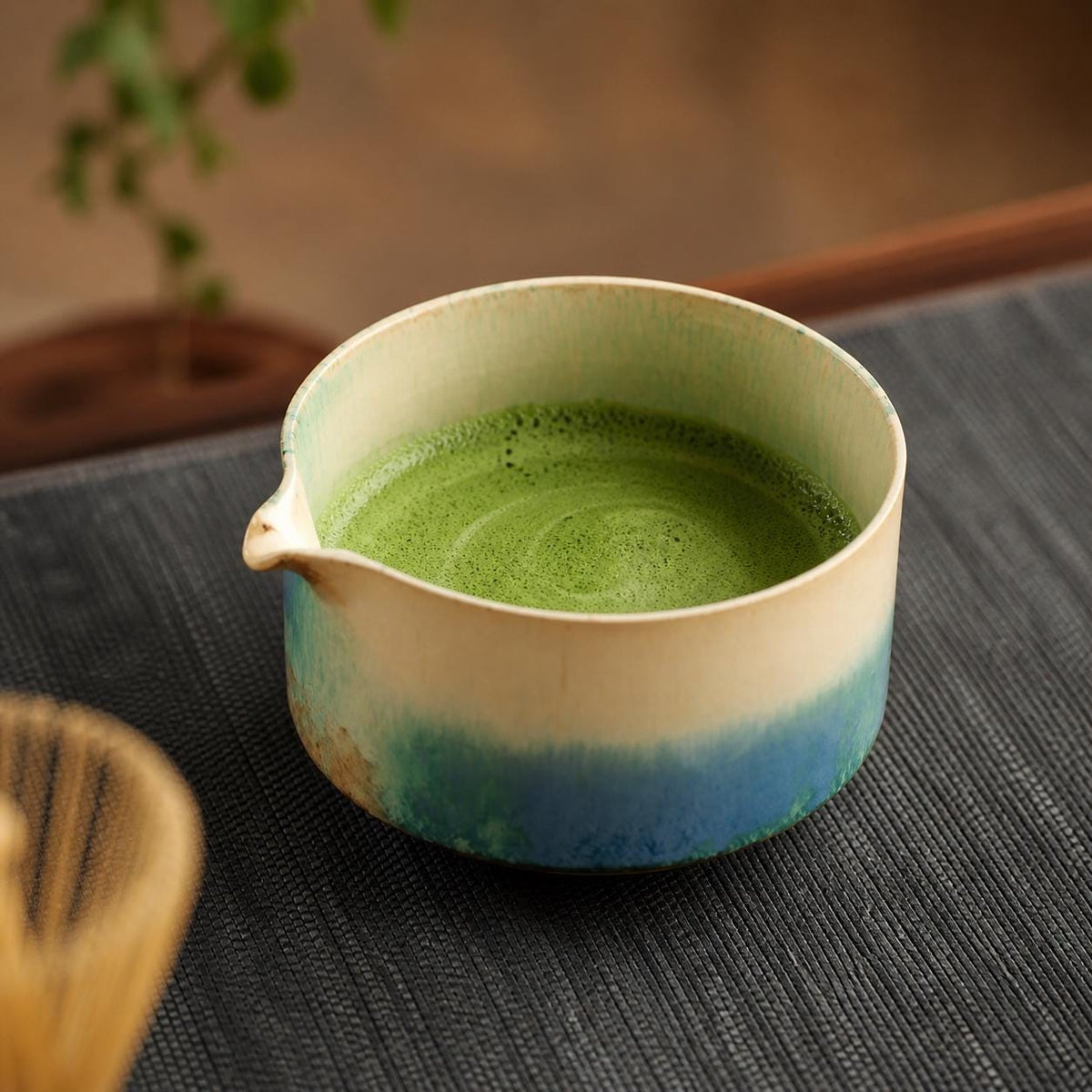 Set à matcha vert et crème
