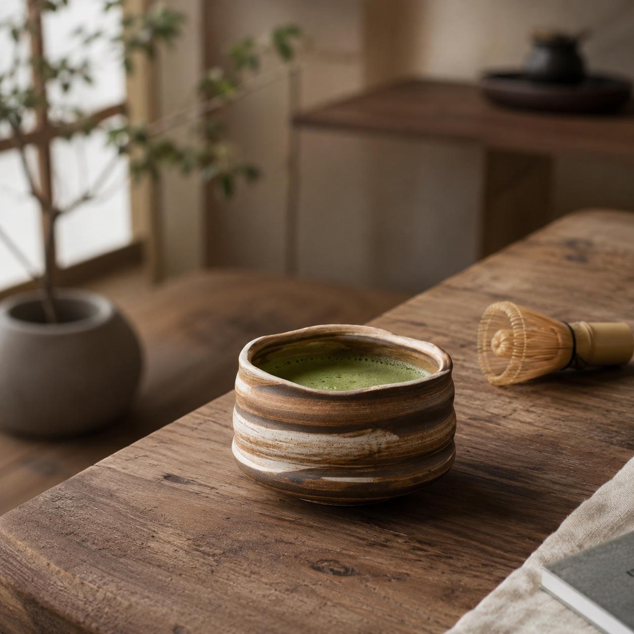 Ceramic Matcha Bowl Set - Japandi Tea Set for Minimalist Aesthetic Kitchen